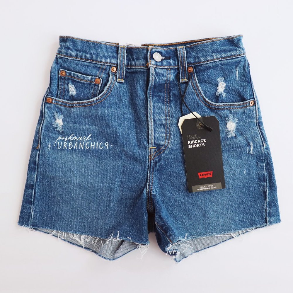 NWT LEVI'S Ribcage Cutoff Shorts Medium Destroyed size 26